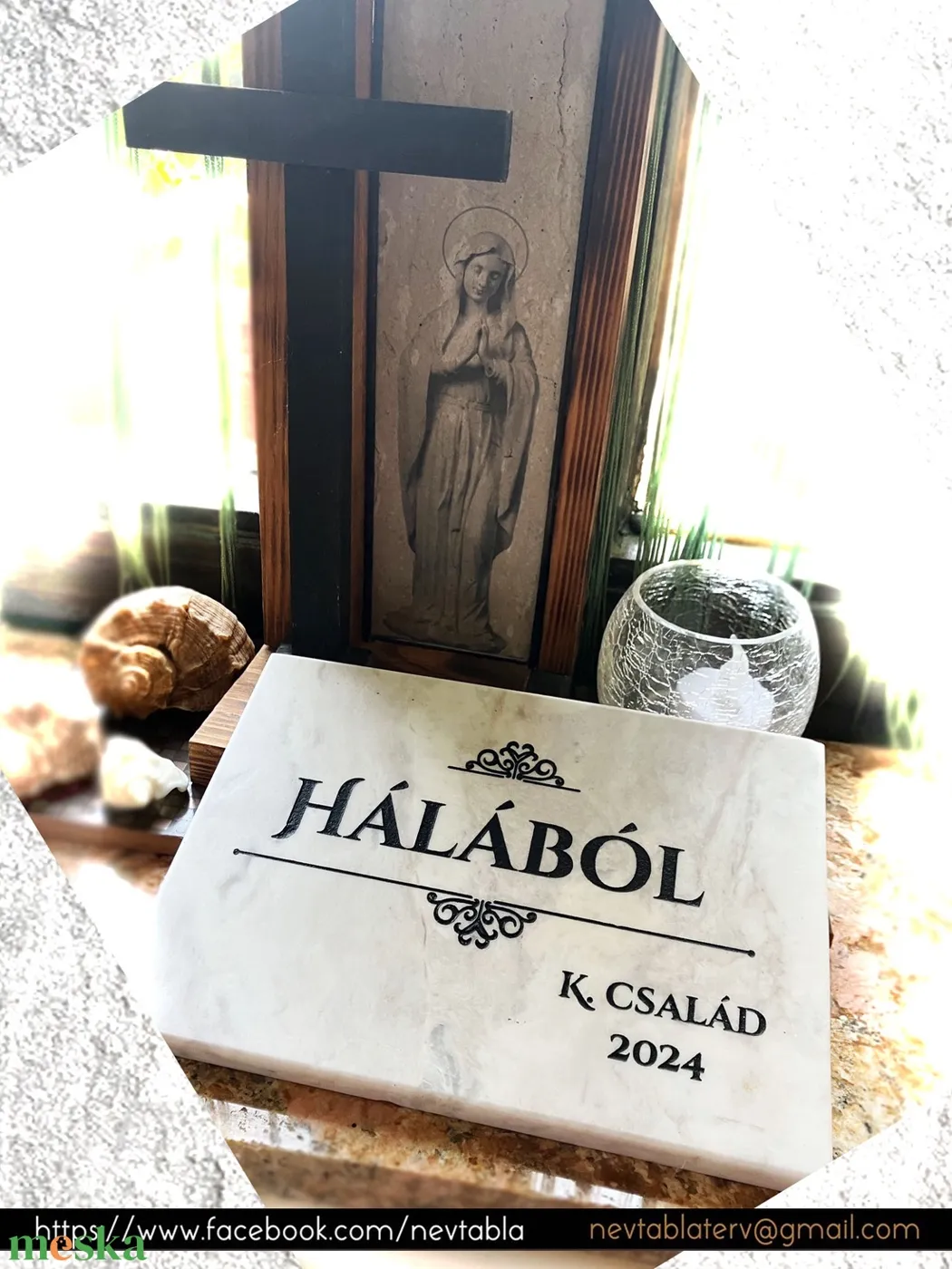 Márvány hálatábla „Hálából